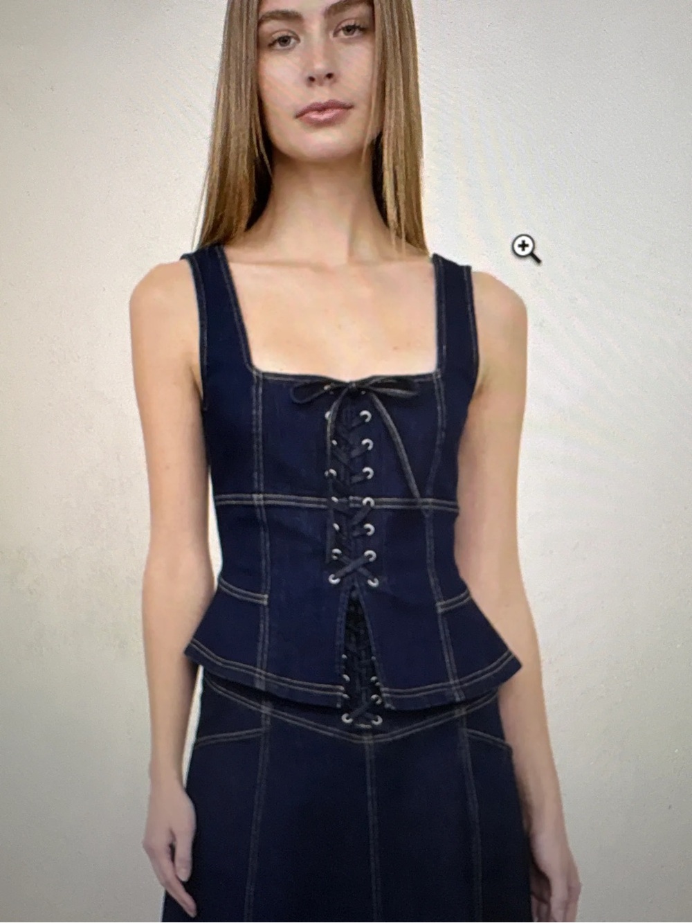 Moon River Dark Indigo Denim Bustier Top